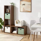 Étagère de rangement décorative en bois à 2 casiers, design ouvert, finition noyer