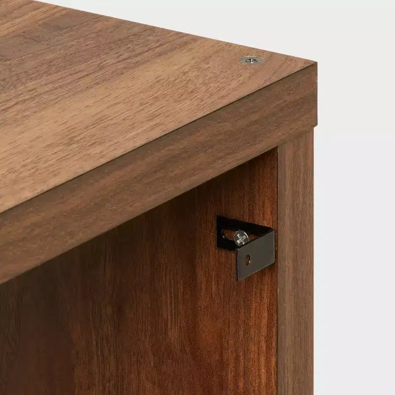 Étagère de rangement décorative en bois à 2 casiers, design ouvert, finition noyer