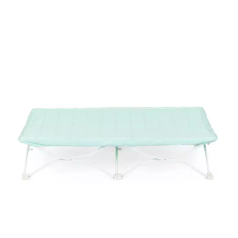 Lit de camp portable pour enfant avec drap matelassé imperméable, cadre en métal, vert clair, 2-5 ans