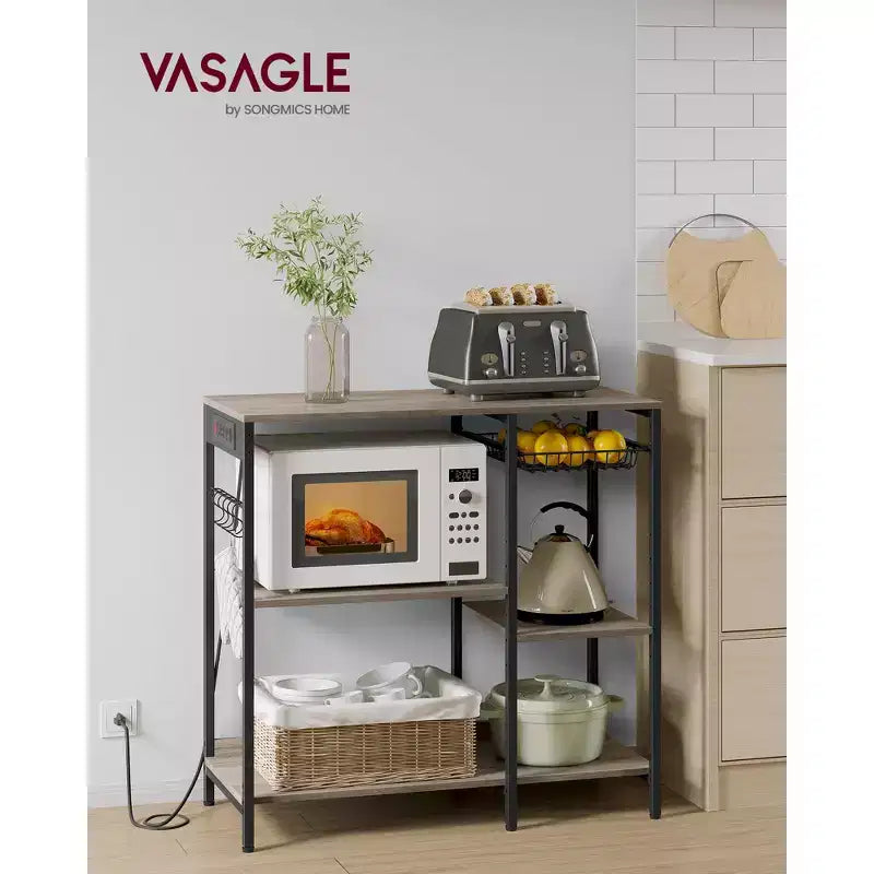 Meuble de cuisine avec station de charge, panier coulissant et étagères réglables, 180 kg