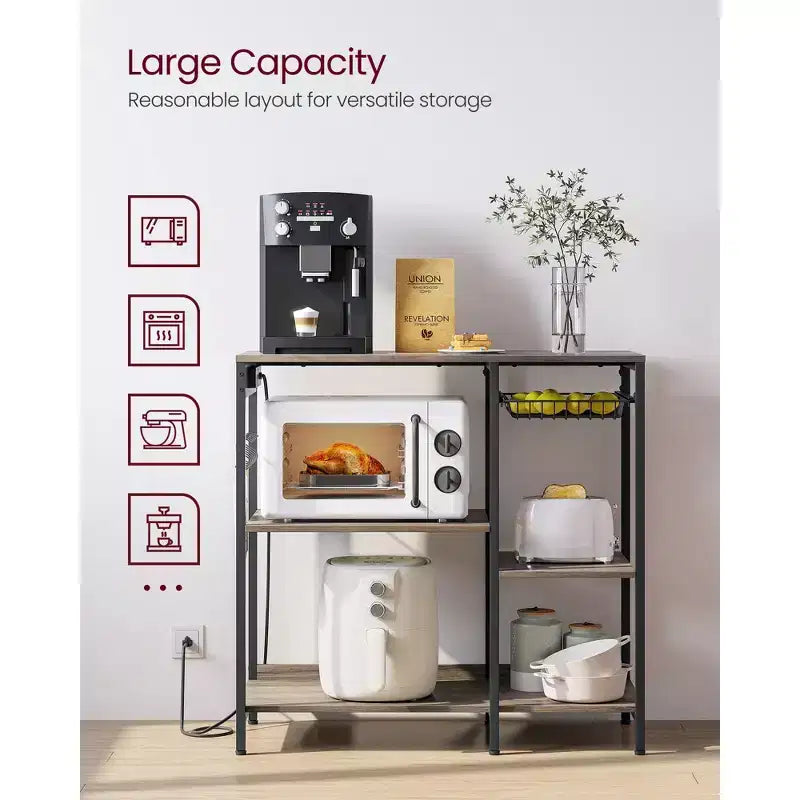 Meuble de cuisine avec station de charge, panier coulissant et étagères réglables, 180 kg
