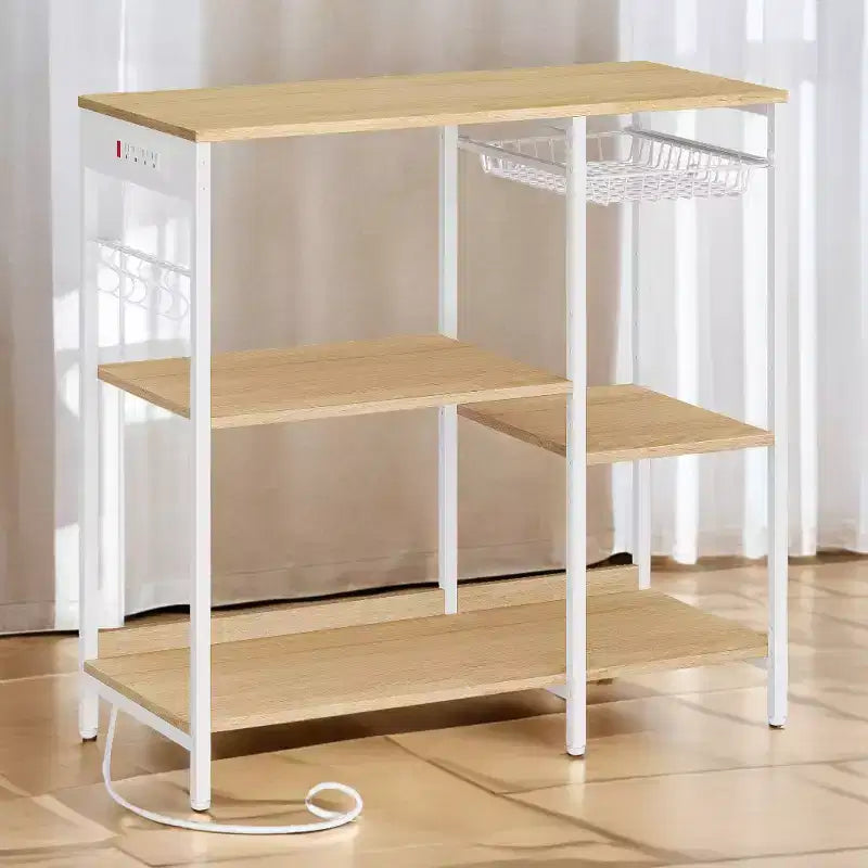 Meuble de cuisine avec station de charge, panier coulissant et étagères réglables, 180 kg