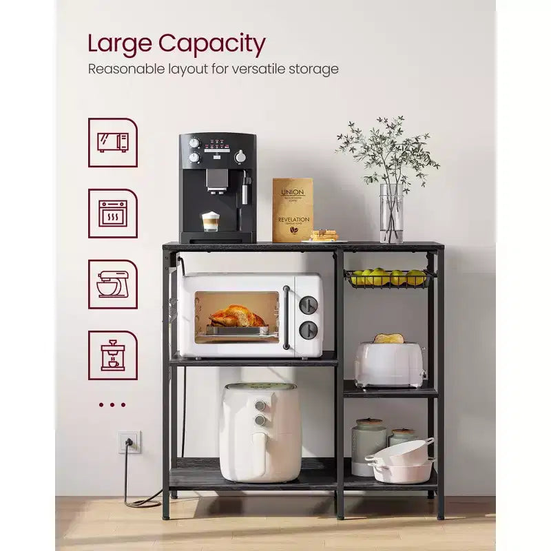Meuble de cuisine avec station de charge, panier coulissant et étagères réglables, 180 kg