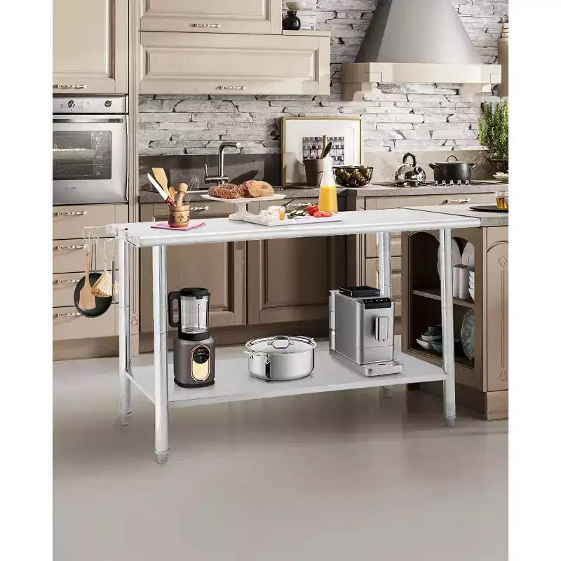Table de préparation de travail commerciale réglable en hauteur en acier inoxydable NSF avec étagère inférieure