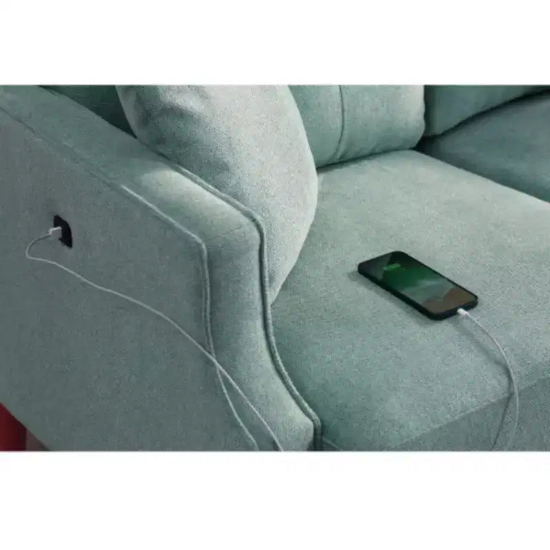 Canapé 3 places gris clair avec tissu imperméable et port de chargement USB, 178 cm de large