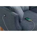 Canapé 3 places gris clair avec tissu imperméable et port de chargement USB, 178 cm de large