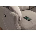 Canapé 3 places gris clair avec tissu imperméable et port de chargement USB, 178 cm de large