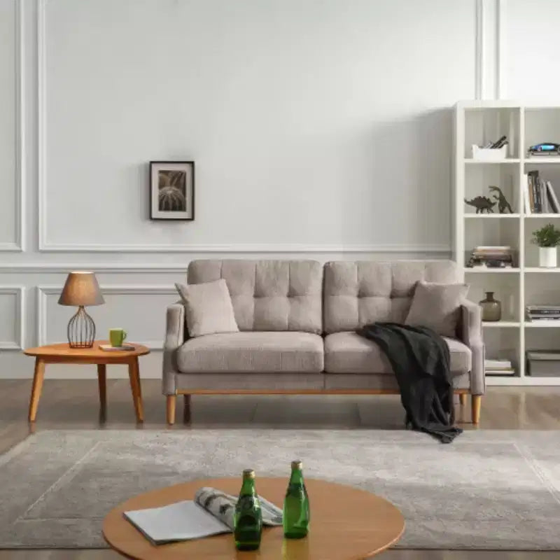 Canapé 3 places gris clair avec tissu imperméable et port de chargement USB, 178 cm de large