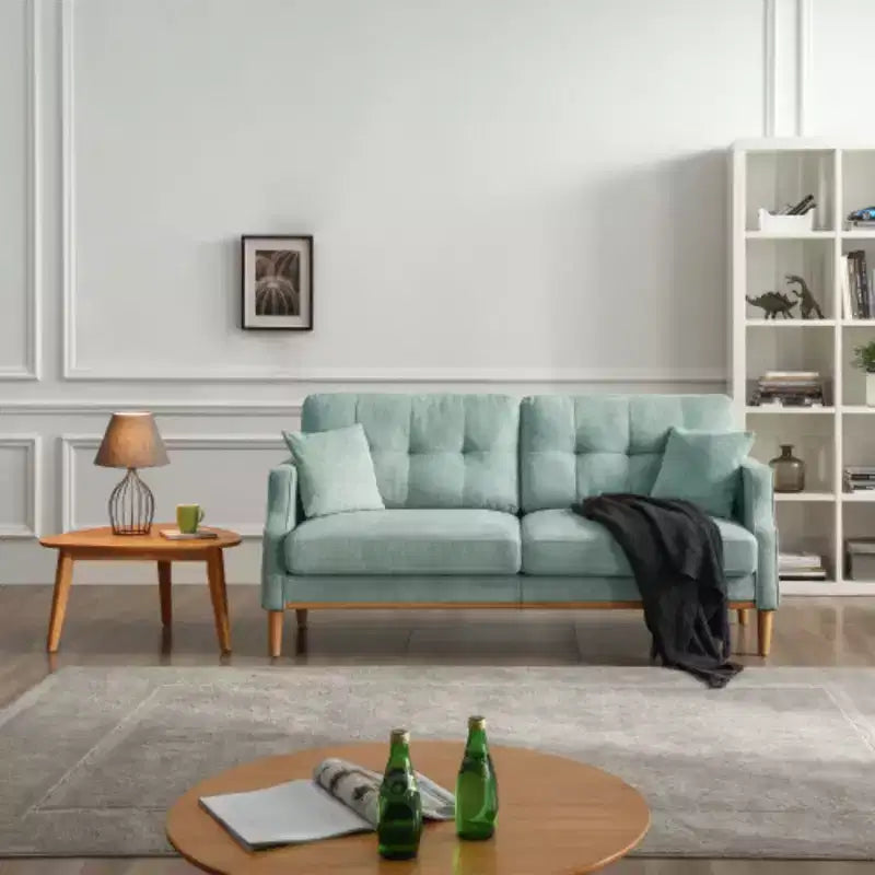 Canapé 3 places gris clair avec tissu imperméable et port de chargement USB, 178 cm de large