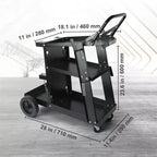 Chariot de soudage robuste à 3 niveaux avec une capacité de 181 kg, des roues pivotantes à 360° et des chaînes de sécurité