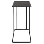 Table d'appoint rectangulaire à plateau en pierre bleue avec cadre en fer noir et détails sculptés, 61 cm de hauteur