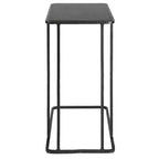 Table d'appoint rectangulaire à plateau en pierre bleue avec cadre en fer noir et détails sculptés, 61 cm de hauteur