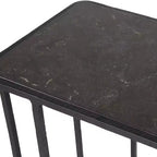 Table d'appoint rectangulaire à plateau en pierre bleue avec cadre en fer noir et détails sculptés, 61 cm de hauteur