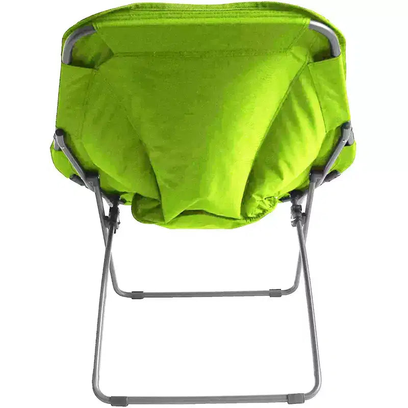 Chaise pliante hexagonale avec coussin large en velours côtelé et cadre en acier, 81 cm de large