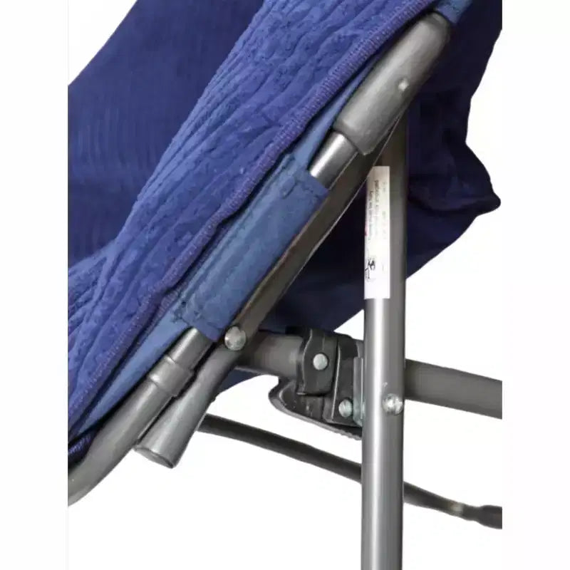 Chaise pliante hexagonale avec coussin large en velours côtelé et cadre en acier, 81 cm de large