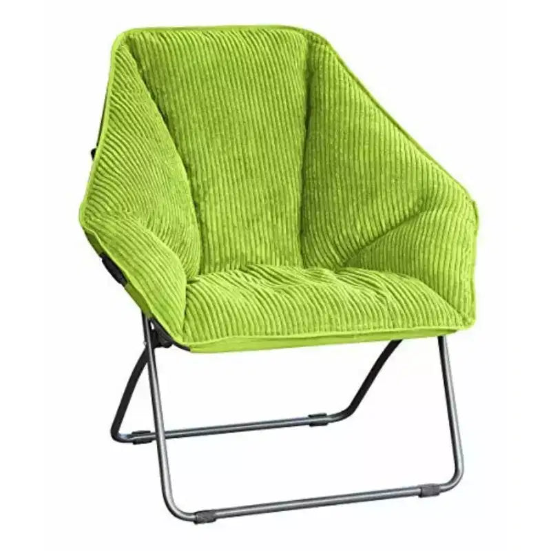 Chaise pliante hexagonale avec coussin large en velours côtelé et cadre en acier, 81 cm de large