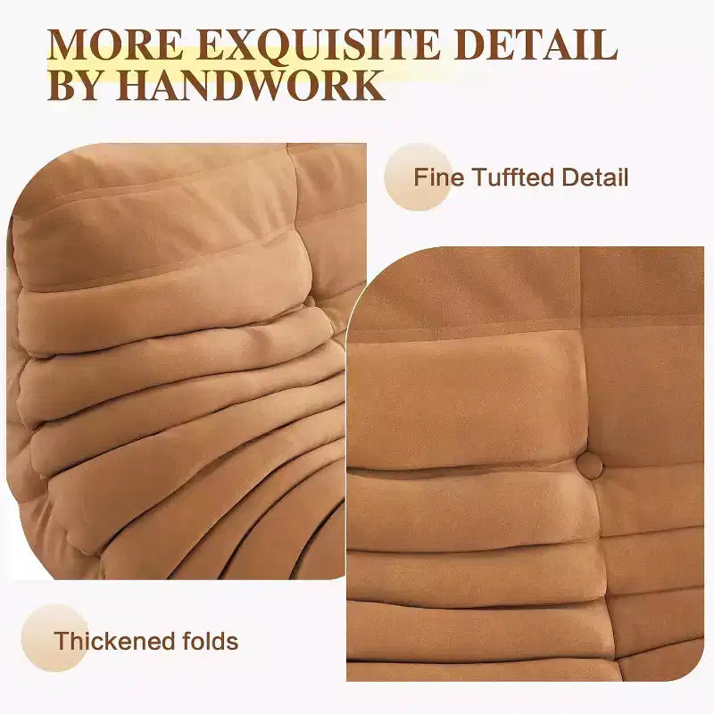 Canapé Loveseat surdimensionné en pouf avec ottomane, mousse haute densité et revêtement en daim synthétique, vert