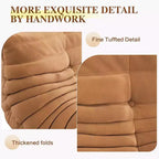 Canapé Loveseat surdimensionné en pouf avec ottomane, mousse haute densité et revêtement en daim synthétique, vert