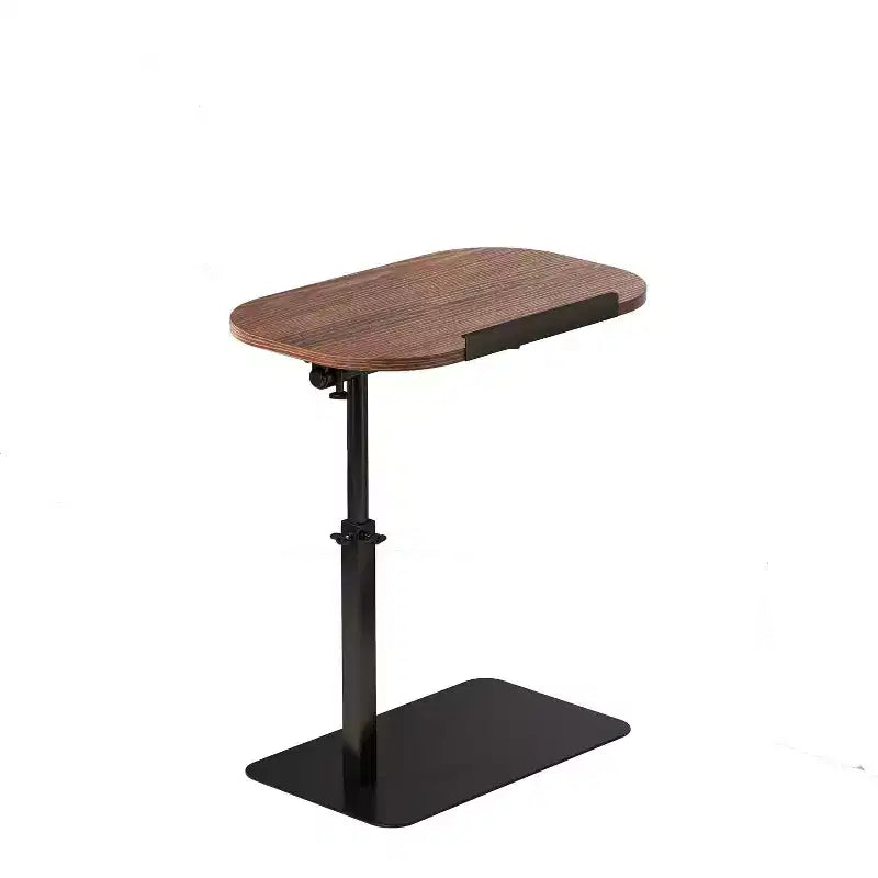 Table d'appoint minimaliste en C avec rotation à 360° et réglage de la hauteur par vérin à gaz, Beige