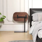 Table d'appoint minimaliste en C avec rotation à 360° et réglage de la hauteur par vérin à gaz, Beige