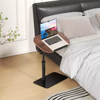 Table d'appoint minimaliste en C avec rotation à 360° et réglage de la hauteur par vérin à gaz, Beige