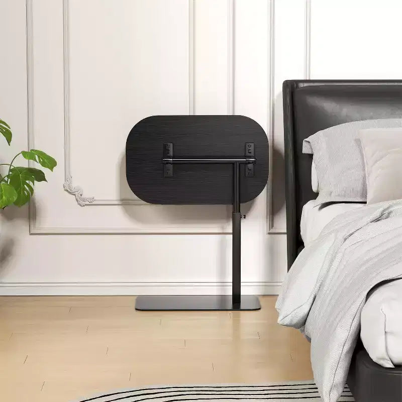 Table d'appoint minimaliste en C avec rotation à 360° et réglage de la hauteur par vérin à gaz, Beige