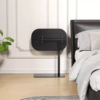 Table d'appoint minimaliste en C avec rotation à 360° et réglage de la hauteur par vérin à gaz, Beige