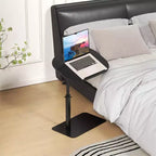 Table d'appoint minimaliste en C avec rotation à 360° et réglage de la hauteur par vérin à gaz, Beige