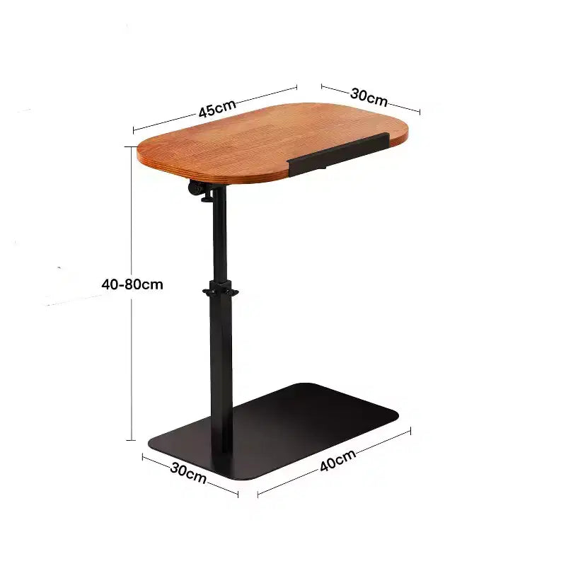 Table d'appoint minimaliste en C avec rotation à 360° et réglage de la hauteur par vérin à gaz, Beige