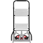 COZONY Aluminum Hand Truck, 2 in 1 Folding 2 Step Ladder w/ Wide Anti Slip Pedal, 220 Lbs Capacity Multifunctional Collapsible Dolly Cart with Wheels