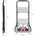 Diable pliable en aluminium 2-en-1 et escabeau à 2 marches avec pédales antidérapantes, capacité de 100 kg