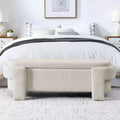 MAYEERTY Linen Fabric Upholstered Bench with Large Storage Space for Living Room Bedroom Entryway Beige