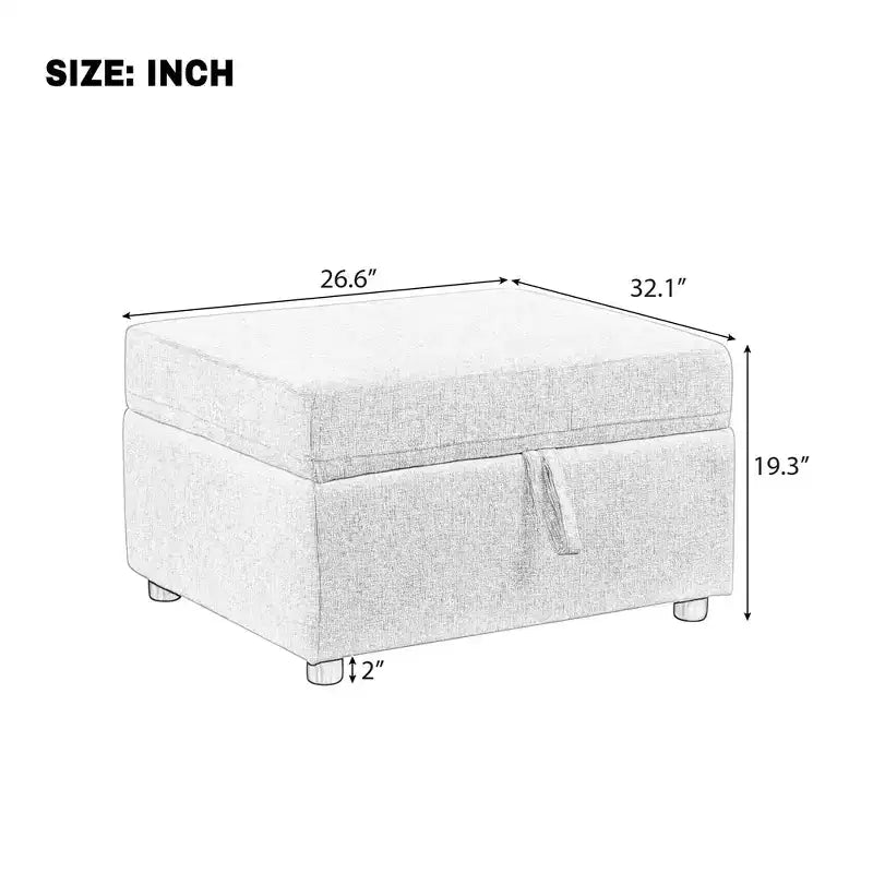 Repose-pieds ottoman de rangement mobile avec compartiment caché et siège en velours côtelé moelleux, 113 kg, beige