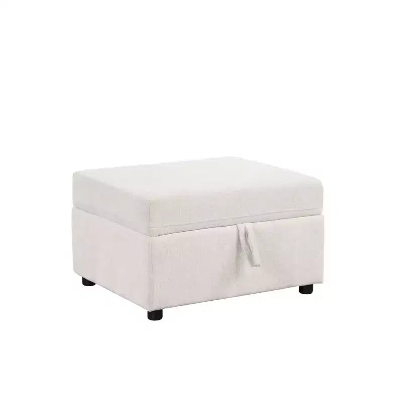 Repose-pieds ottoman de rangement mobile avec compartiment caché et siège en velours côtelé moelleux, 113 kg, beige