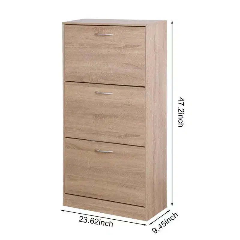 Meuble à chaussures 3 tiroirs avec tiroirs basculants et étagères à 2 niveaux, 120 cm de haut, marron