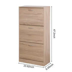 Meuble à chaussures 3 tiroirs avec tiroirs basculants et étagères à 2 niveaux, 120 cm de haut, marron