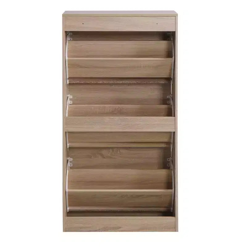 Meuble à chaussures 3 tiroirs avec tiroirs basculants et étagères à 2 niveaux, 120 cm de haut, marron