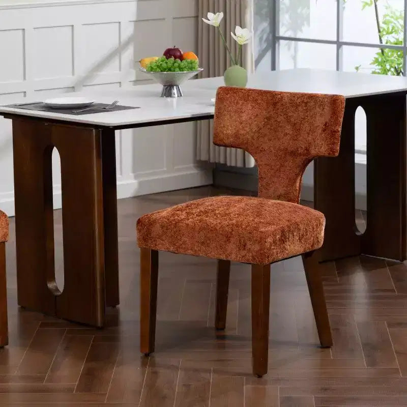 Lot de 2 chaises de salle à manger en chenille avec cadre en bois dur et garniture cloutée en laiton, 136 kg