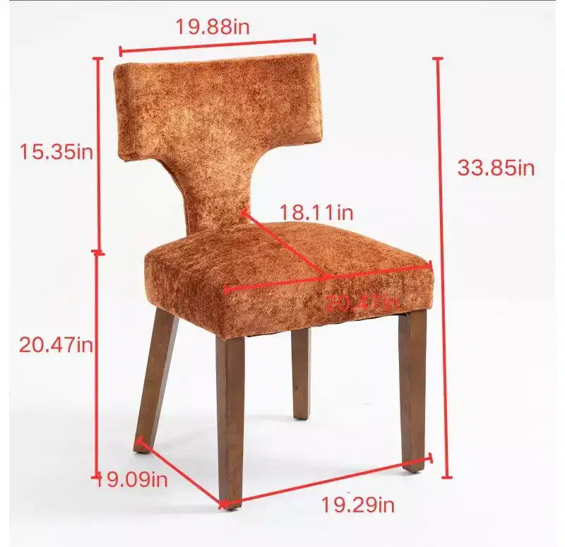 Lot de 2 chaises de salle à manger en chenille avec cadre en bois dur et garniture cloutée en laiton, 136 kg