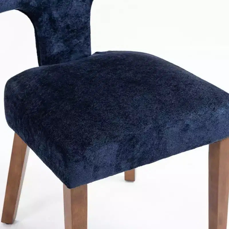Lot de 2 chaises de salle à manger en chenille avec cadre en bois dur et garniture cloutée en laiton, 136 kg