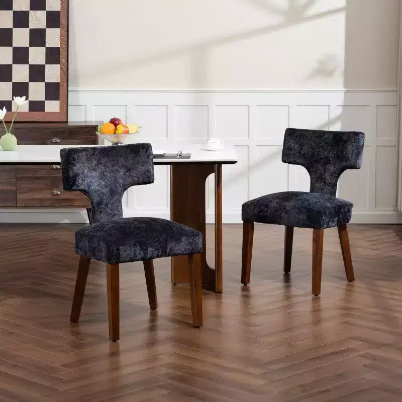 Lot de 2 chaises de salle à manger en chenille avec cadre en bois dur et garniture cloutée en laiton, 136 kg