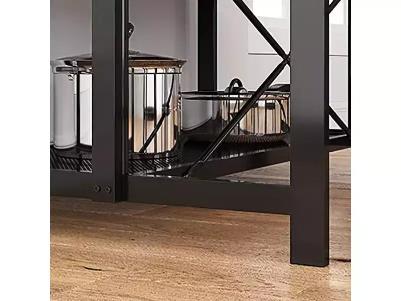 Étagère de cuisine de 47 po avec prise de courant, îlot de cuisine et support à micro-ondes à 3 tablettes au fini bois, capacité de 181 kg