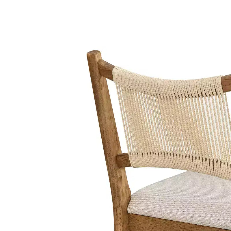 Lot de 2 tabourets de comptoir modernes en bois d'hévéa avec dossier en corde tressée, 136 kg