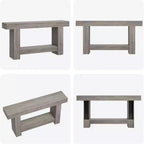 Table console de ferme 63" avec base en H à 2 niveaux et étagère inférieure, blanc