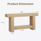 Table console de ferme 63" avec base en H à 2 niveaux et étagère inférieure, blanc
