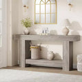 Farmhouse Console Table, 2-Tier Entryway Table with h-Shaped Base, Narrow Entry Table Long Sofa Table Wood Hallway Accent Table for Living Room