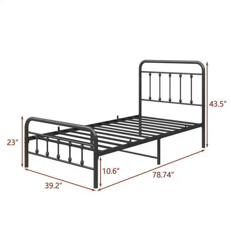 Cadre de lit plateforme en métal Twin Size avec tête de lit, pied de lit et rangement sous le lit, 204 kg