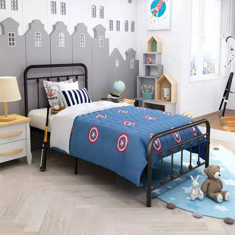Cadre de lit plateforme en métal Twin Size avec tête de lit, pied de lit et rangement sous le lit, 204 kg