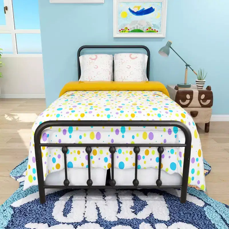 Cadre de lit plateforme en métal Twin Size avec tête de lit, pied de lit et rangement sous le lit, 204 kg