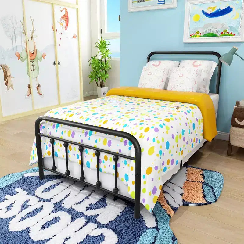 Cadre de lit plateforme en métal Twin Size avec tête de lit, pied de lit et rangement sous le lit, 204 kg